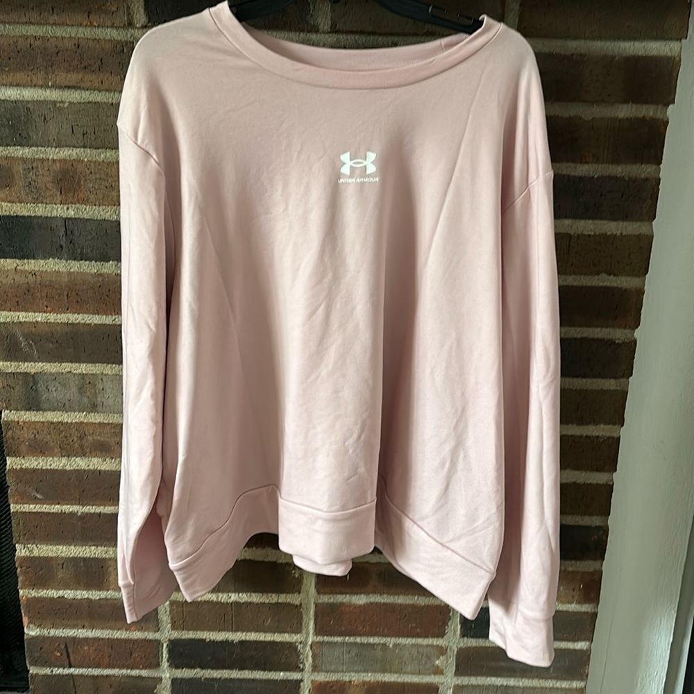 Women’s Plus Size Under Armour Loose Crew Lightweight Sweatshirt, 2X, Blush Pink